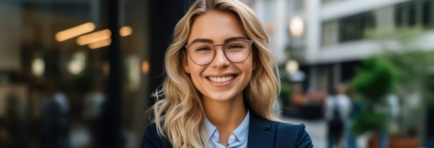 Smiling woman with glasses